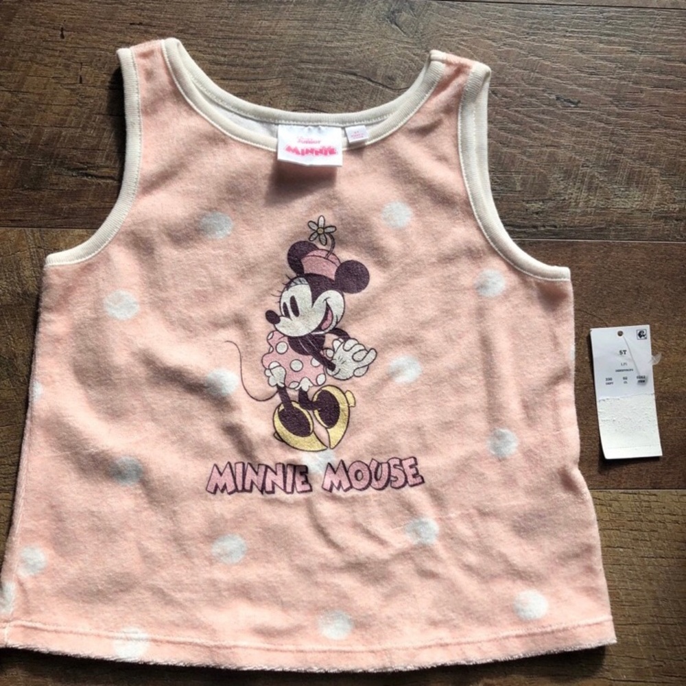 Minnie Mouse pink and white polka dot tank top 5T